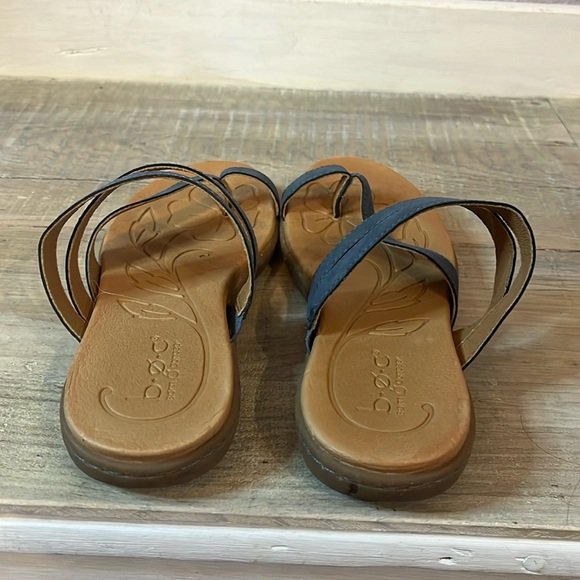 Cool BOC Blue Leather Big Toe Slip on Flat Sandals Sz 6M - Picture 3 of 9